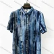 Wholesale In Stock Men's Slim Fit Short Sleeve Abstract Print Shirt | Blue Gray Pattern Casual Button - Down Shirt Medium Blue Clothing Wholesale Market Liuhua
