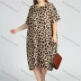 Wholesale Women's Round Neck Short Sleeve Allover Leopard Print Plus Midi Dress preview
