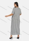 Wholesale Women's Plus Size Short Sleeve Square Neck Striped Gingham Splicing Maxi Dress - Liuhuamall