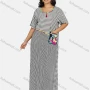 Wholesale Women's Plus Size Short Sleeve Square Neck Striped Gingham Splicing Maxi Dress preview