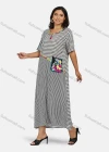 Wholesale Women's Plus Size Short Sleeve Square Neck Striped Gingham Splicing Maxi Dress - Liuhuamall