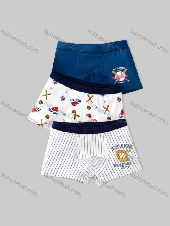 Wholesale Boys Cute Graphic Elastic Waistband Boyshort Underwear Panties (3 Pieces of Pack) N502#