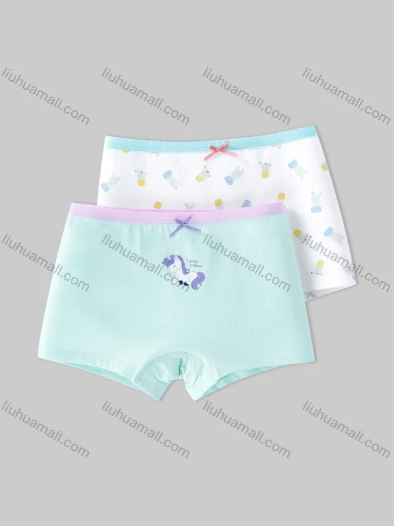 Wholesale Girls Assorted Colors Lovely Graphic Underwear Boxer Panties (2 Pieces of Pack) GD202#