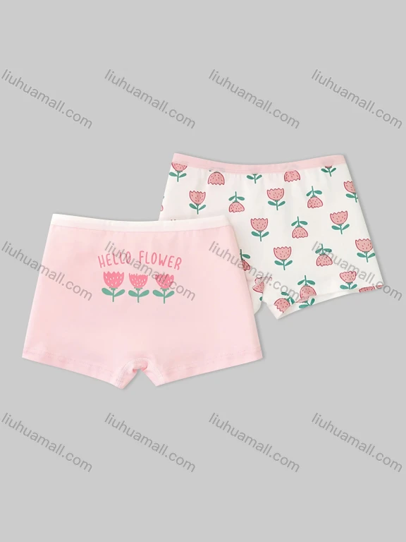 Wholesale Girls Assorted Colors Lovely Graphic Underwear Boxer Panties (2 Pieces of Pack)