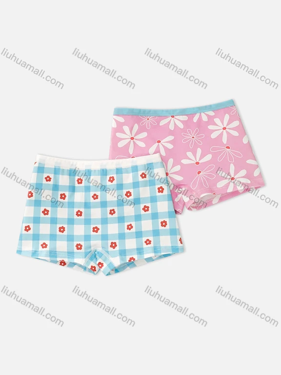 Wholesale Girls Assorted Colors Lovely Graphic Underwear Boxer Panties (2 Pieces of Pack)