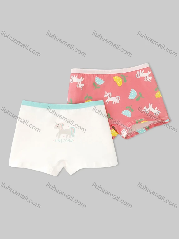 Wholesale Girls Assorted Colors Lovely Graphic Underwear Boxer Panties (2 Pieces of Pack)