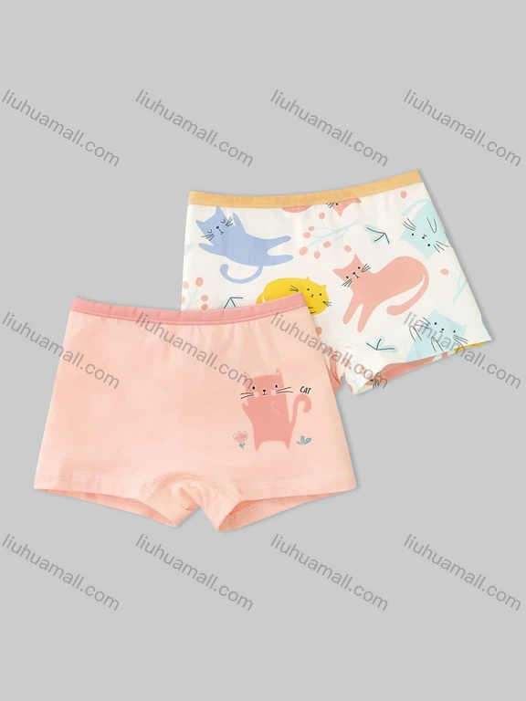 Wholesale Girls Assorted Colors Lovely Graphic Underwear Boxer Panties (2 Pieces of Pack) GD310#