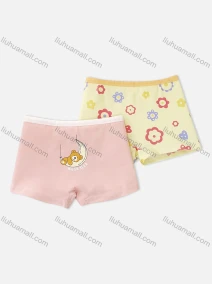 Wholesale Girls Assorted Colors Lovely Graphic Underwear Boxer Panties (2 Pieces of Pack) GD312#, LIUHUA CLOTHING WHOLESALE