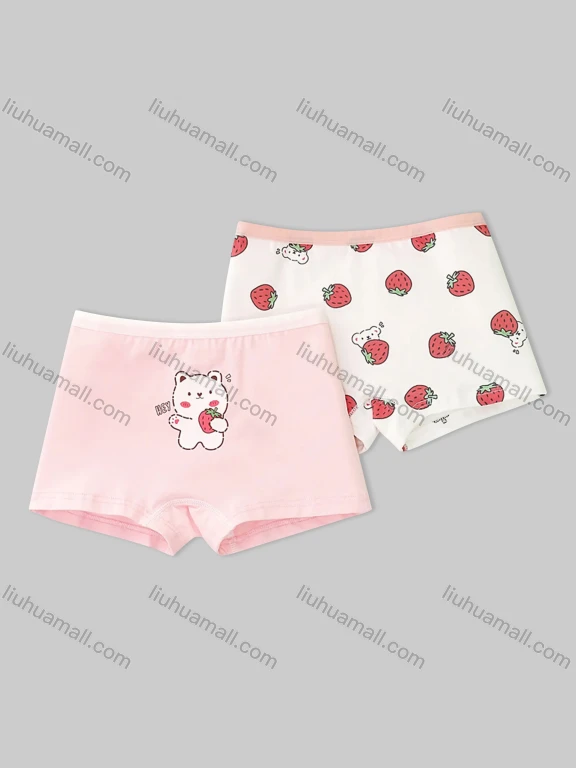 Wholesale Girls Assorted Colors Lovely Graphic Underwear Boxer Panties (2 Pieces of Pack) GD315#