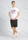 Wholesale Men's Casual Elastic Waist Geometric Print Bermuda Shorts With Zip Pocket - Liuhuamall