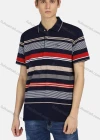 Wholesale Men's Casual Short Sleeve Button Front Striped Colorblock Polo Shirt - Liuhuamall