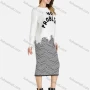 Wholesale Women's Casual Crew Neck Long Sleeve Distressed Hem Letter Print Sweater preview