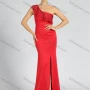 Wholesale Women's Glamorous Plain One Shoulder Split Thigh Rhinestone Ruffle Trim Evening Dress preview