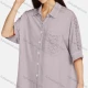 Wholesale Women's Stand Collar Button Down Half Sleeve Guipure Lace Solid Tunic 31# Clothing Wholesale Market Liuhua