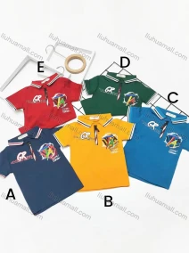 Wholesale Boys Casual Short Sleeve Embroidery Letter Graphic Zipper Front Polo Shirts, LIUHUA CLOTHING WHOLESALE