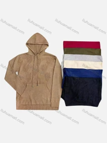 Wholesale Men's Casual Long Sleeve Hooded Knit Sweater With Kanga Pockets, LIUHUA CLOTHING WHOLESALE
