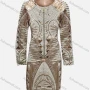 Wholesale Women's Vintage Scoop Neck Long Sleeve Folkloric Knit Dress preview