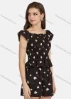 Wholesale Women's Casual Bateau Neck Heart Print Peplum Shirred Top 2-piece Set 28527# - Liuhuamall
