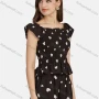Wholesale Women's Casual Bateau Neck Heart Print Peplum Shirred Top 2-piece Set 28527# preview