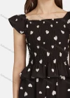 Wholesale Women's Casual Bateau Neck Heart Print Peplum Shirred Top 2-piece Set 28527# - Liuhuamall