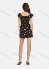 Wholesale Women's Casual Bateau Neck Heart Print Peplum Shirred Top 2-piece Set 28527# - Liuhuamall