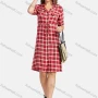 Wholesale Women's Casual Lapel Plaid Short Sleeve Short High Waist Shirt Dress preview