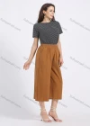 Wholesale Women's Cotton Plain High Waist Losse Fit Cropped Casual Wide Leg Pant - Liuhuamall