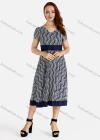 Wholesale Women's Casual Short Sleeve V-Neck Allover Print Ruffle Hem Midi Dress - Liuhuamall