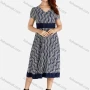 Wholesale Women's Casual Short Sleeve V-Neck Allover Print Ruffle Hem Midi Dress preview
