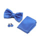 Men's Fashion Plaid Adjustable Bow Ties & Pocket Square & Cufflinks Sets Blue Clothing Wholesale Market -LIUHUA
