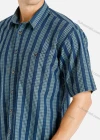 Wholesale Men's Casual Striped Button Front Short Sleeve Shirt With Pocket - Liuhuamall