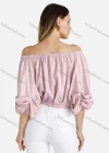 Wholesale Women's Off Shoulder Lantern Sleeve Elastic Trim Crop Top - Liuhuamall