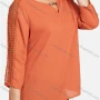 Wholesale Women's Casual Notch Neck Chain Hollow Sleeve Shoulder Plain Blouse preview