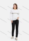 Wholesale Women's Long Sleeve Waffle Striped Pullover Sweatshirt - Liuhuamall
