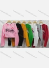 Wholesale Women's Casual Crew Neck Long Sleeve Letter Drawstring Crop Top - Liuhuamall