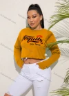 Wholesale Women's Casual Crew Neck Long Sleeve Letter Drawstring Crop Top - Liuhuamall
