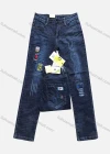 Wholesale Boys Button Pockets Frayed Patched Labelled Embroidered Plain Jean - Liuhuamall