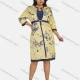 Wholesale Women's Elegant 3/4 Sleeve High Waist Allover Print Cardigan & Tank Dress 2-piece Set Yellow&Blue Clothing Wholesale Market Liuhua