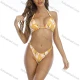 Wholesale Women's Sexy Butterfly Floral Print Halter Tie Back Backless Bikini Swimsuit Yellow Clothing Wholesale Market Liuhua