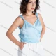 Wholesale Women's Casual Plain Wrap V Neck Tie Side Knot Tank Top V1911# Sky Blue Clothing Wholesale Market Liuhua