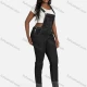Wholesale Women's Casual Pocket Button Closure Denim Overall Black Clothing Wholesale Market Liuhua