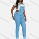 Wholesale Women's Casual Pocket Button Closure Denim Overall Light Blue Clothing Wholesale Market Liuhua