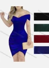 Wholesale Women's Sexy Off Shoulder Cap Sleeve Peplum Pack Hip Dress - Liuhuamall