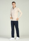 Wholesale Men's Plain Knitting High Neck Quarter Zip Long Sleeve Sweater Jacket - Liuhuamall