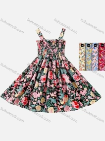 Wholesale Girls Casual Sleeveless Floral Print Short Cami Dress, LIUHUA CLOTHING WHOLESALE