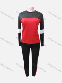 Wholesale Women's Casual Crew Neck Long Sleeve Stiching Color Blouse & Pants Set, LIUHUA CLOTHING WHOLESALE