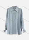 Wholesale Women's Elegant Collared Poet Sleeve Button Down Shirred Ruched Plain Shirts 879738# - Liuhuamall