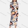 Wholesale Women's Fashion Long Sleeve Round Neck Abstract Leopard Print Bodycon Midi Dress 1927# preview