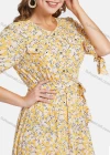 Wholesale Women's Casual Crew Neck A-Line Ditsy Floral Dual Pockets Short Dress - Liuhuamall