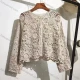 Wholesale Korean version of fashion loose slimming hollow crochet knitwear women's new foreign style unique cardigan long-sleeved Beige Clothing Wholesale Market Liuhua